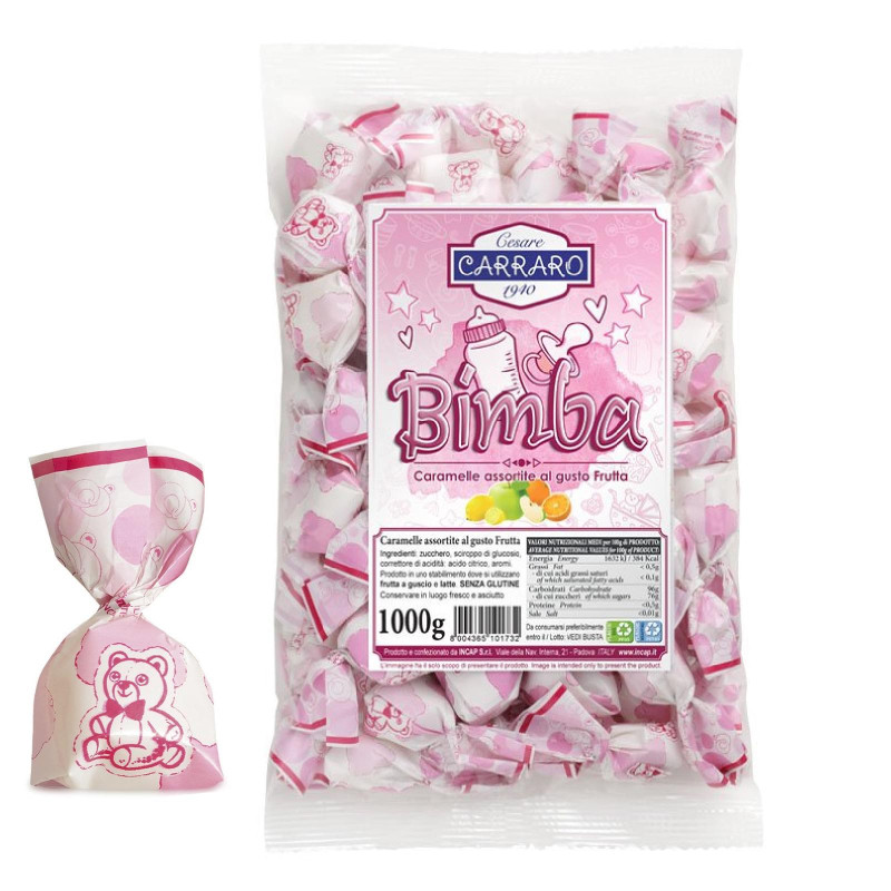 Caramelle Dure - Rosa - Carraro - Bimba - Gusti Assortiti - 1000 g - 1 kg