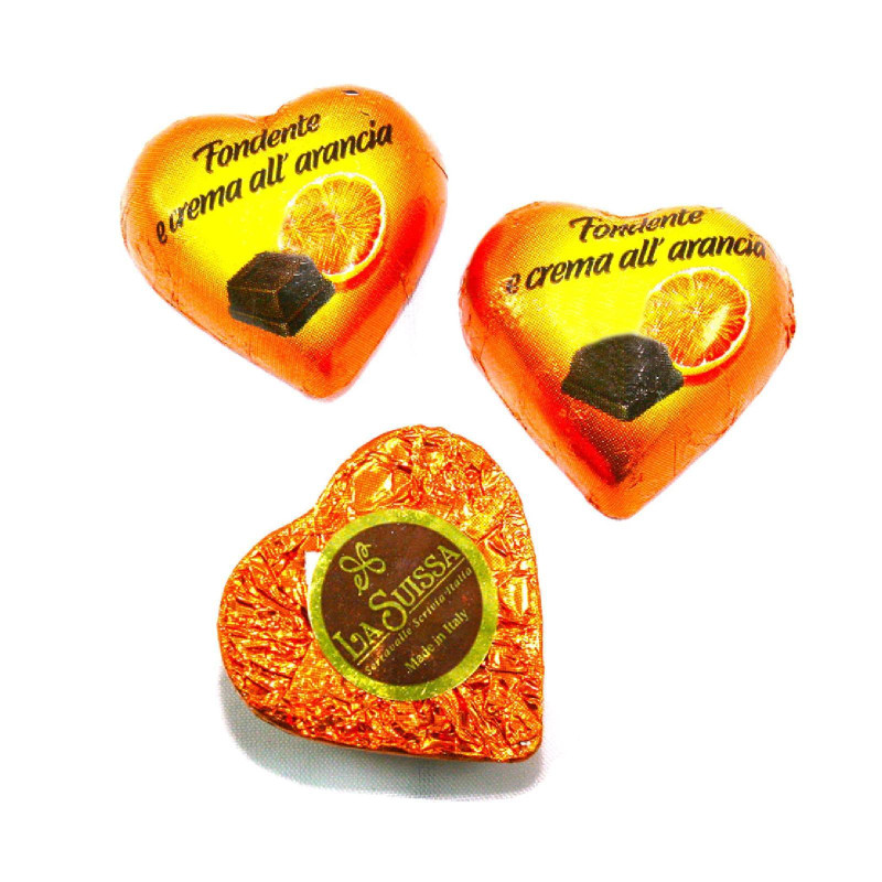 Cioccolatini La Suissa - Cuori Arancia - Arancio - Busta da 1 Kg