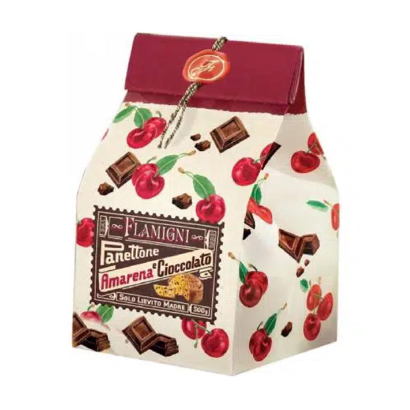 Panettone Flamigni - Panettone Amarena e Cioccolato - Sacchetto Rustico - 500 g