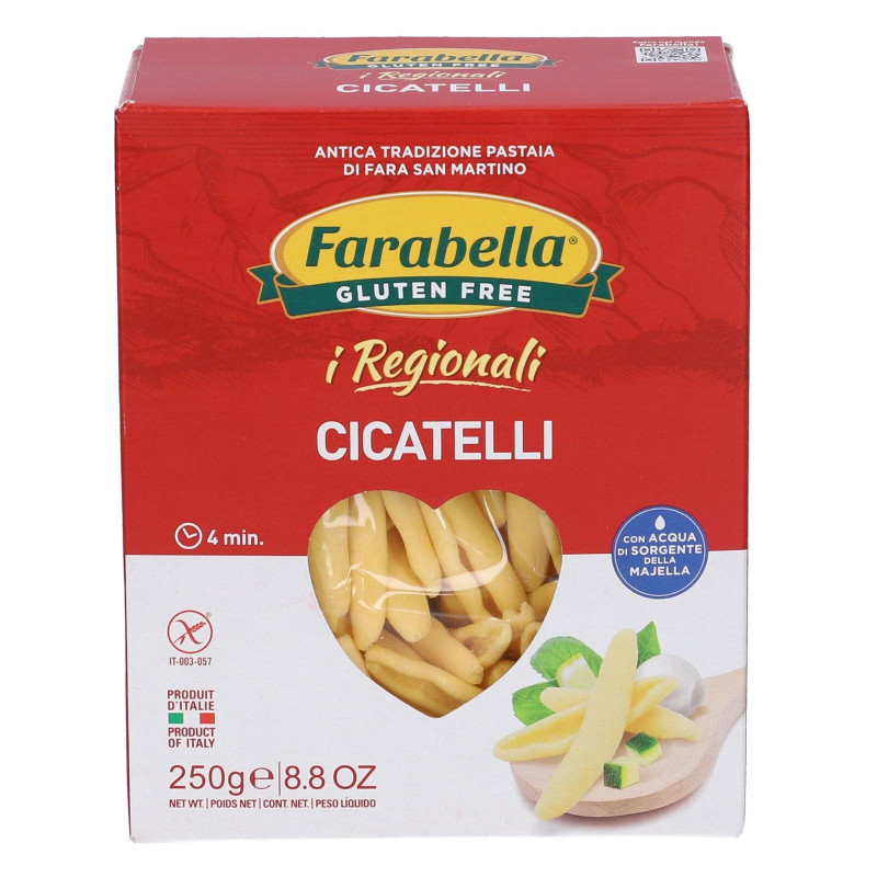 Pasta Farabella - I Regionali - Senza Glutine - Cicatelli - Pacco da 250 g