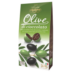 Ovetti Confettati Crispo - Olive di Cioccolato Fondente Ripieno Di Crema Nocciola - 150 g