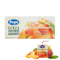 8 Confezioni Succo di Frutta Yoga - Optimum - Pesca Italiana - Senza Zuccheri 3 x 200 ml