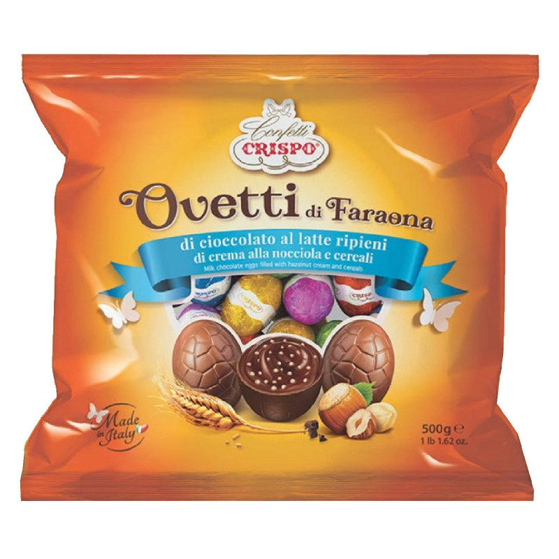 Ovetti Cioccolato al Latte Crispo - Ovetti Faraona - Crema alla Nocciola e Cereali - 500 g