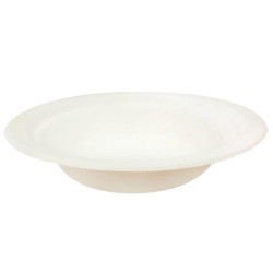 Piatto Largo Fondo Compostabile Bagasse - Colore Bianco - Piatti Fondi - 23 cm - 25 Pezzi