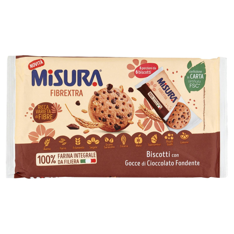 Biscotti Misura - Fibre Extra - Biscotti con Gocce di Cioccolato - 280 g