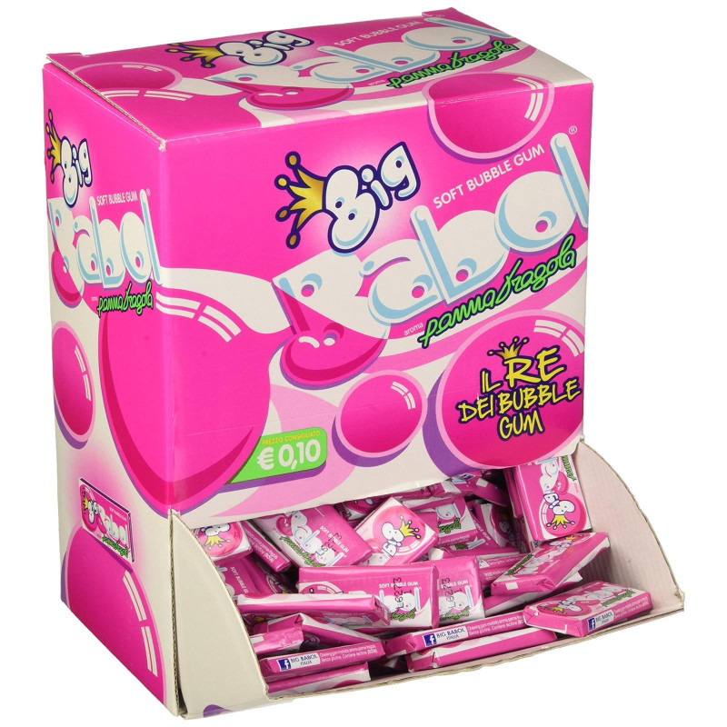 Box Espositore - Gomme Da Masticare - Big Babol Panna Fragola - 200 pz