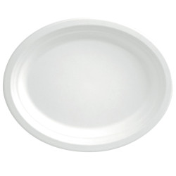 Piatto Ovale Compostabile Bagasse - Colore Bianco - Piatti Piani -...