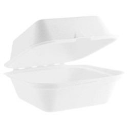 Porta Burger Compostabile Bagasse - Colore Bianco - 15,5x15,5x8,5...