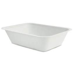 Vaschetta Compostabile Bagasse - Colore Bianco - 21,5x14x3,8 cm -...