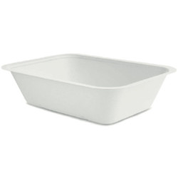 Vaschetta Compostabile Bagasse - Colore Bianco - 21,5x14,5x5,3 cm -...