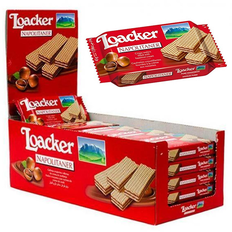 Biscotti Wafer Loacker - Napolitaner - Nocciola - 25 Pezzi da 45 gr 