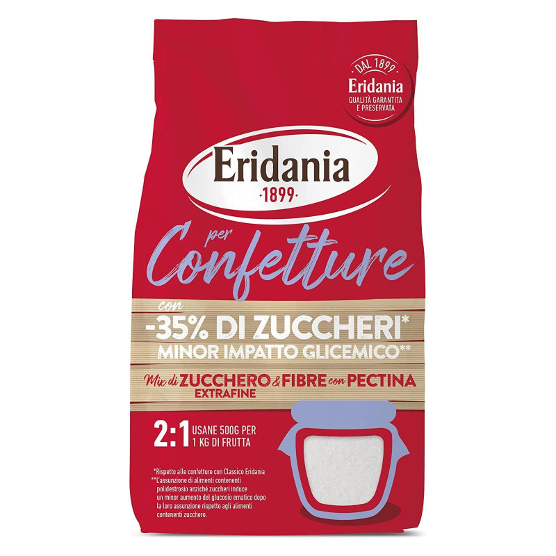 Mix di Zucchero e Fibre - Per Confetture - Eridania - -35% Di Zuccheri - Busta da 500 g