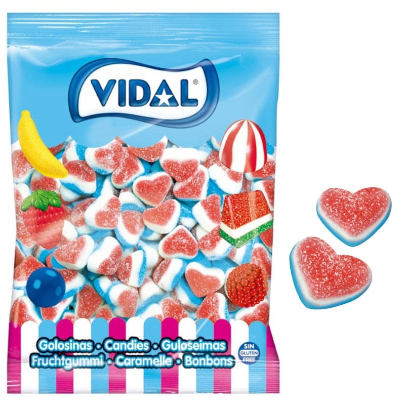 Caramelle Gommose - Cuori Azzurro Bianco Rosso Zuccherati - Vidal - Busta da 250 Pezzi 1,5 kg