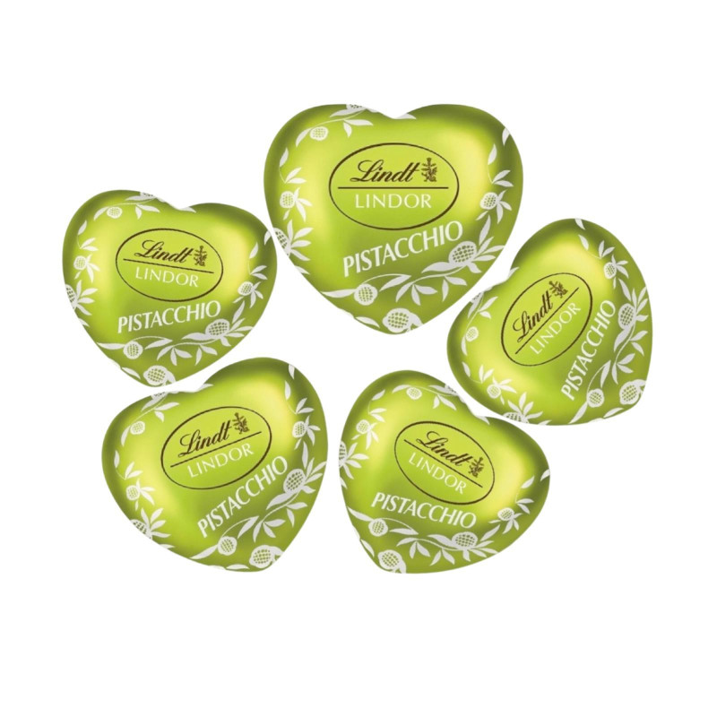 Cioccalatini Cuori Lindor - Cioccolato al Latte Pistacchio - Lindt - Morbido Ripieno - Busta da 500 g