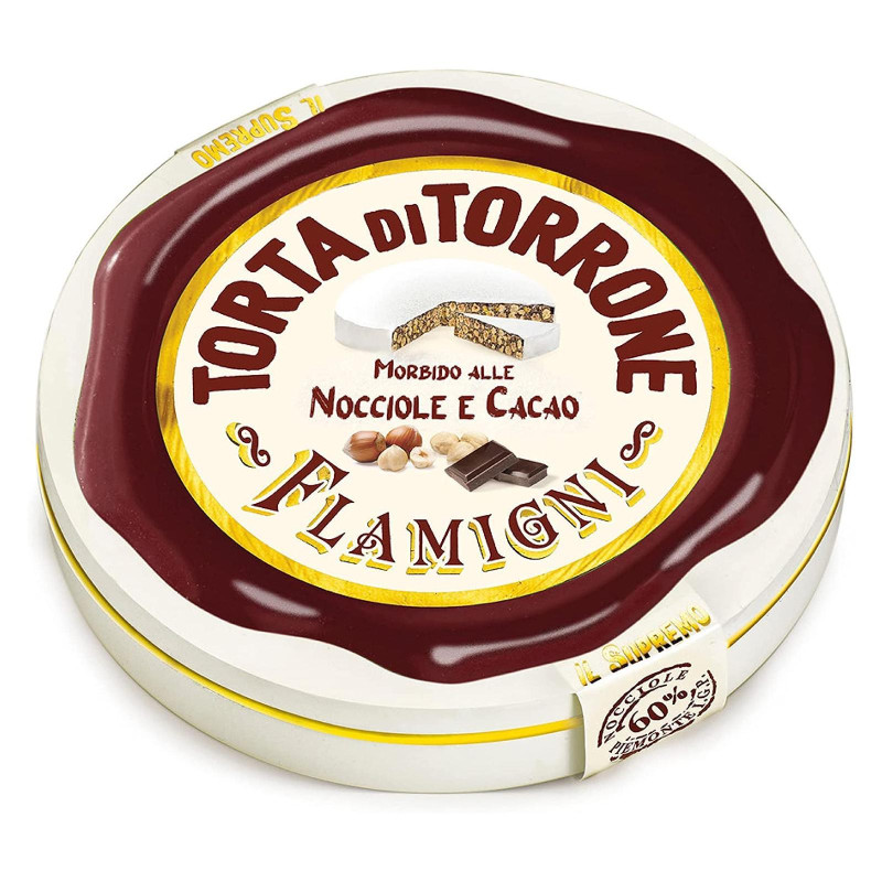 Torrone Flamigni - Torta di Torrone - Cacao e Nocciole - Lattina da 200 g