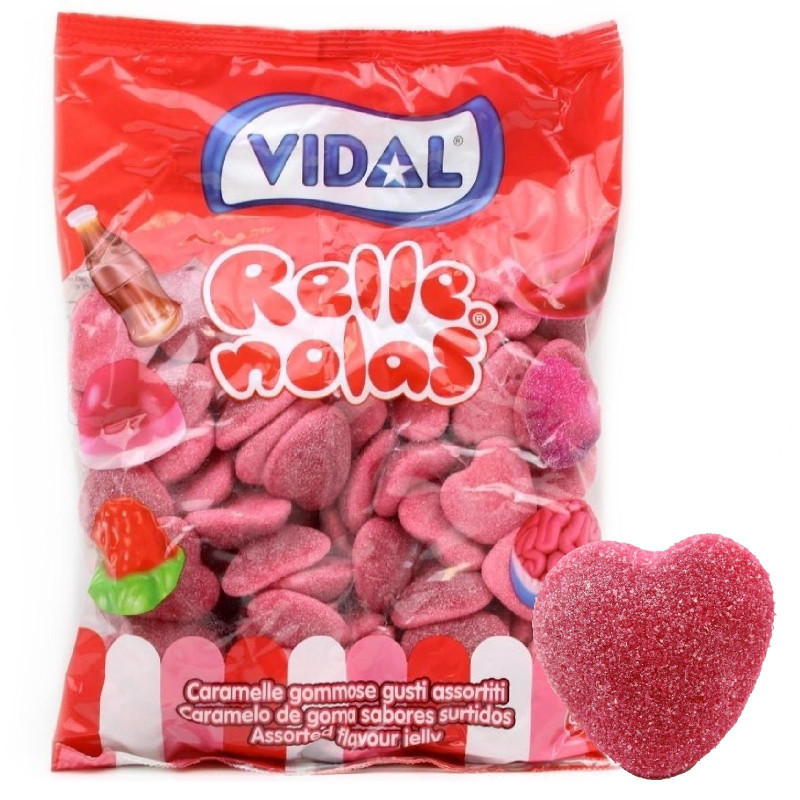 Caramelle Gommose - Cuori Ripieni Rosa Zuccherate - Vidal - Busta da 1 Kg