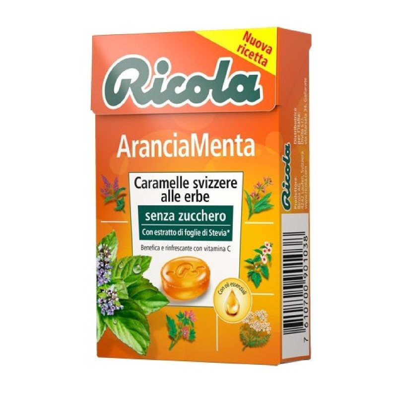 Caramelle Svizzere alle Erbe - Ricola - Arancia Menta - 10 Astucci da 50 g