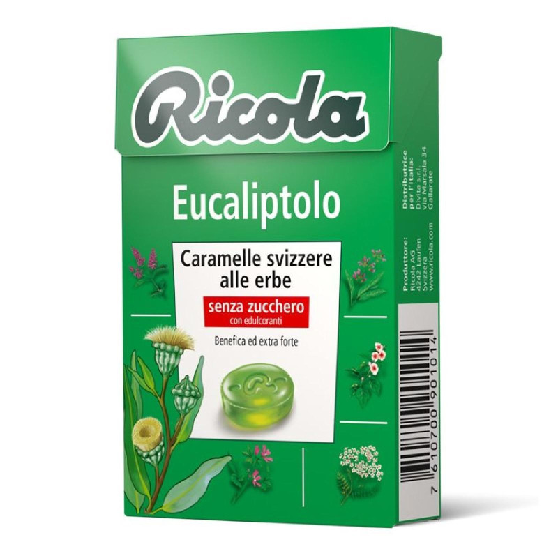 Caramelle Svizzere alle Erbe - Ricola - Eucaliptolo - Senza Zucchero - 10 Astucci da 50 g