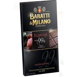 Tavoletta Cioccolato Fondente 99% - Baratti & Milano - 99% Cacao Ecuador - 75 gr