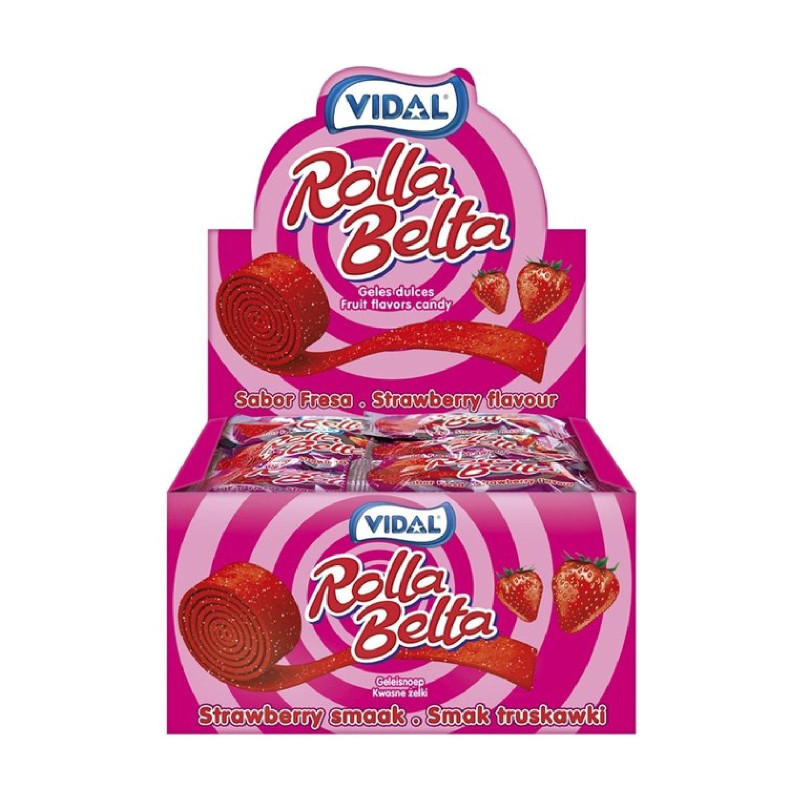 Caramelle Gommose - Frizzanti Vidal - Rolla Belta Fragola - 24 Pezzi