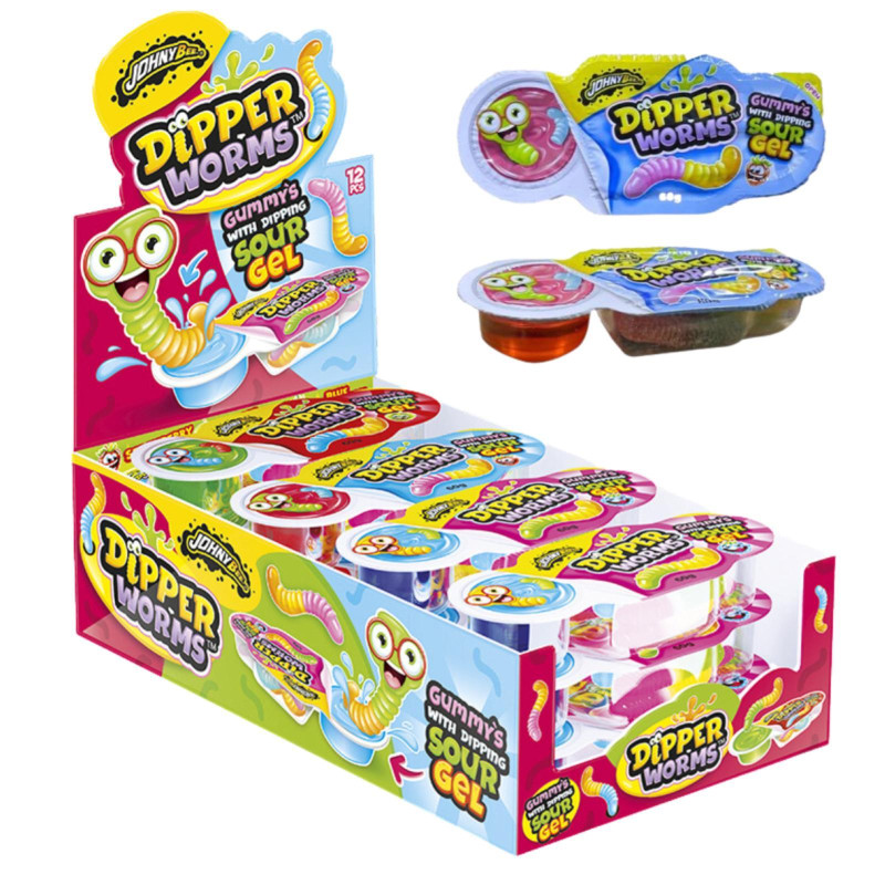 Caramelle Gommose - Johnybee - Worms Dipper - Espositore da 12 x 60 g