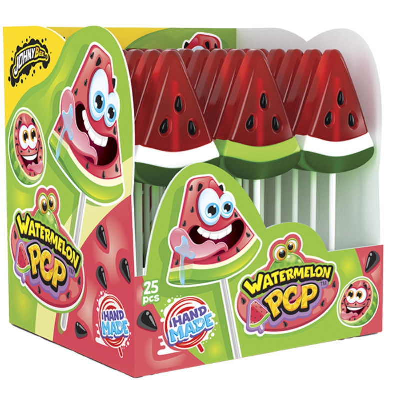 WaterMelon Pop - JohnyBee - Lecca Lecca Anguria - Box Espositore 25 pezzi da 25g