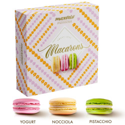 Macarons Assortiti - Maxtris - Nocciola, Yogurt e Pistacchio - Patisserie - Confezione da 210 g