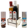 Kit Condimento da Tavola - Montosco - Aceto Balsamico, Olio al Peperoncino, Sale Bianco Sicilia, Pepe Nero 