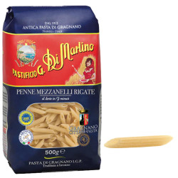 Pasta Di Martino - Pasta Corta - Penne Mezzanelli Rigate N° 144 - Pacco da 500 g