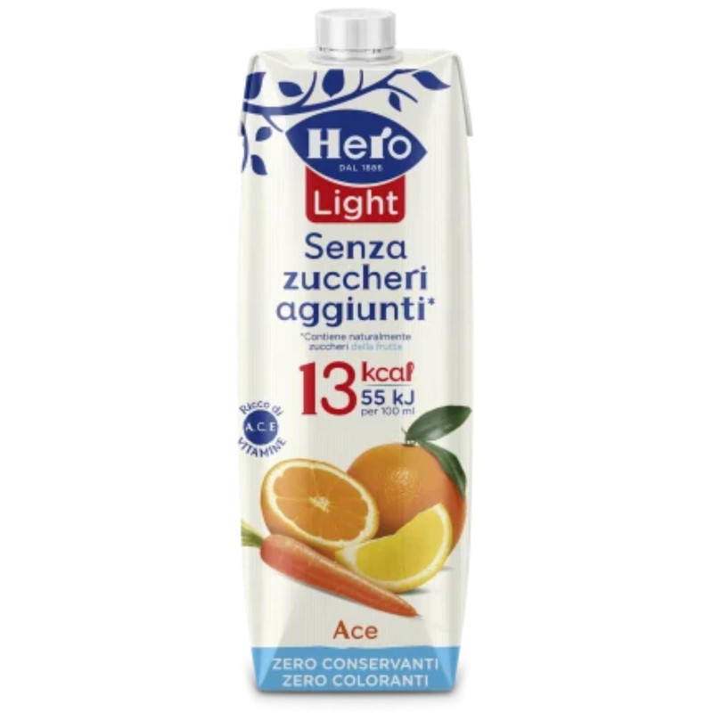 Succo di Frutta Hero - Ace - Senza Zuccheri Aggiunti - 8 Brick da 1 Litro