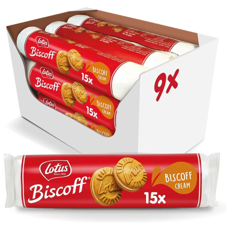 Biscotti Lotus Ripieni - Biscoff con Crema Biscoff - 9 Confezioni da 150 g