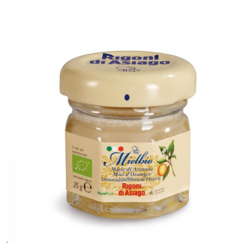 Mini Vasetto Miele D'Arancio - Rigoni di Asiago - Cremoso - MielBio Biologico - 24 Pezzi da 25 gr