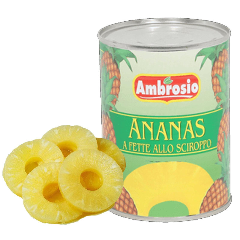 Ananas Ambrosio - Ananas a fette allo Sciroppo - Barattolo da 565 gr