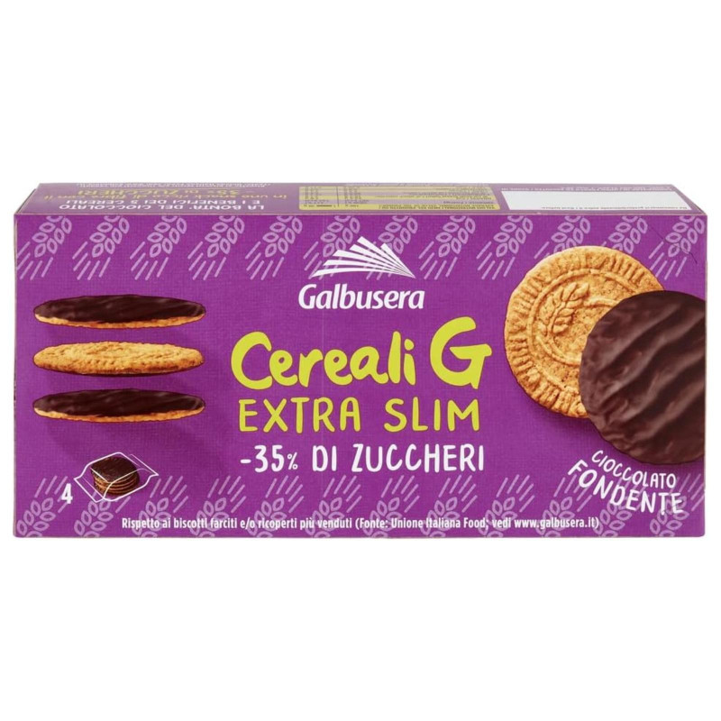 Biscotti Galbusera - Cereali G - Extra Slim Fondente -35% Zuccheri - 120 g