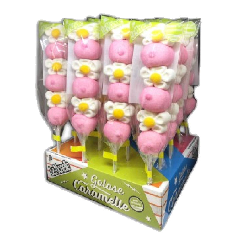 Caramelle Marshmallow Le Monelle - Spiedino Margherite Rosa - 20 Pezzi