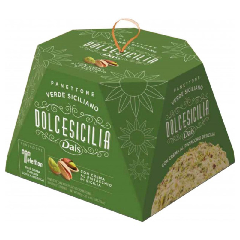 Panettone Dais - Verde Siciliano - Con Crema al Pistacchio e Granella Pistacchio - 800 g