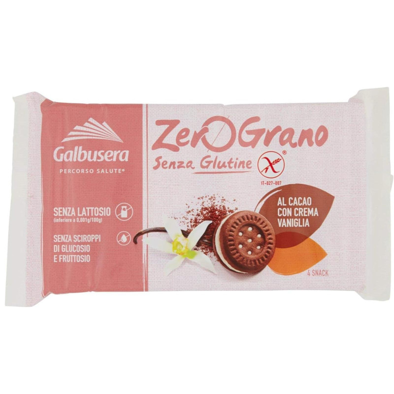 Biscotti al Cacao Galbusera - Zero Grano - Con Crema Vaniglia - 160 g