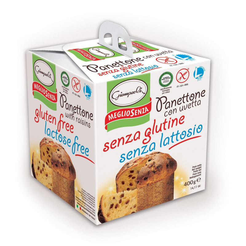 Panettone Giampaoli - Senza Glutine Senza Lattosio - Con Uvetta Senza Canditi - 400 g