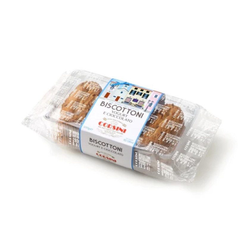 Biscotti Frollini - Corsini - Biscottoni Yogurt e Cioccolato - Vaschetta da 300 g