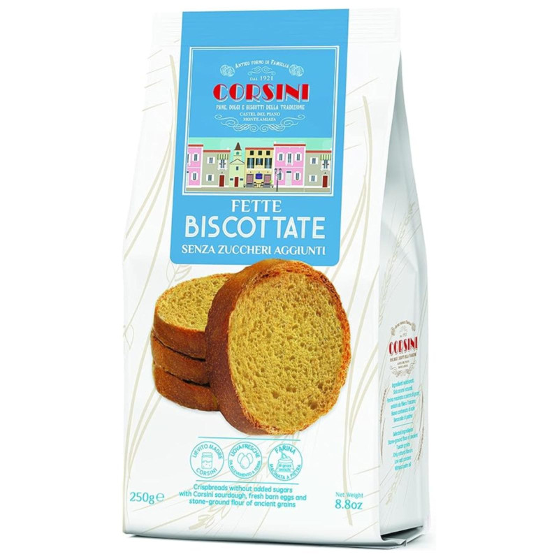 Fette Biscottate - Corsini - Fette Senza Zucchero - Sacchetto da 250 g