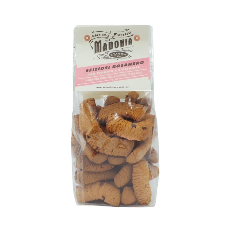 Biscotti Antico Forno Madonia - Sfiziosi Rosanero - Fragola e Cioccolato - Pacco da 450 g