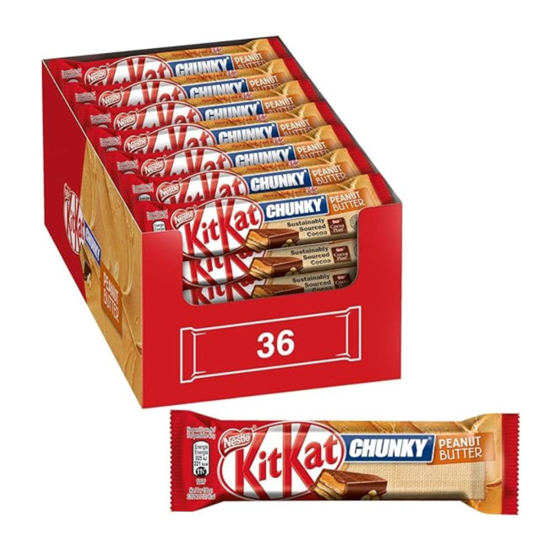 Barretta di Cioccolato al Latte - Kit Kat Chunky Peanut Butter - 36 x 42 g