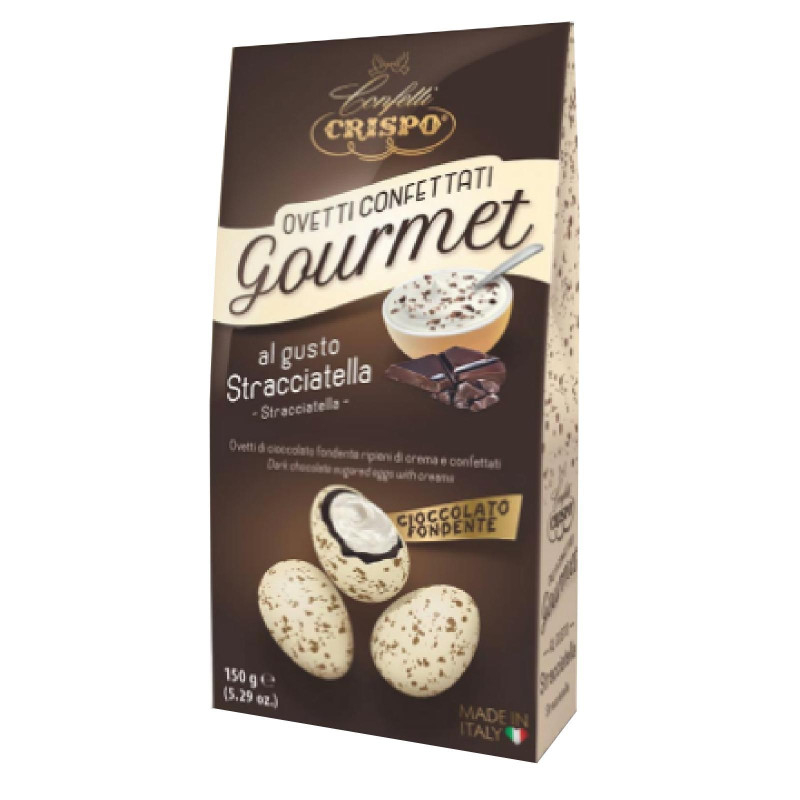 Ovetti Confettati Crispo - Gourmet - Stracciatella Cioccolato Fondente Ripieno Crema - 150 g