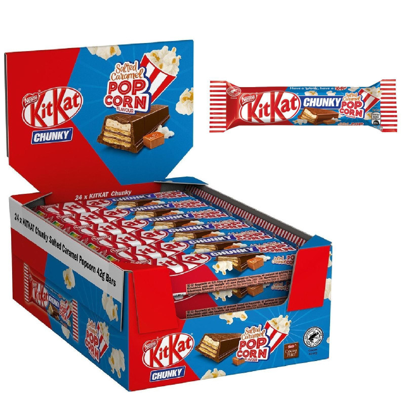 UK - Kit Kat - Chunky Salted - Barretta Di Cioccolato Al Latte Popcorn Caramello 42g