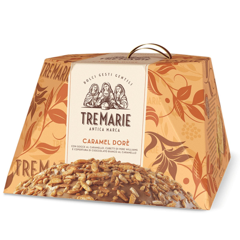 Panettone Tre Marie - Caramel Dore' - Con Gocce di Caramello e Cioccolato Bianco - 900 gr