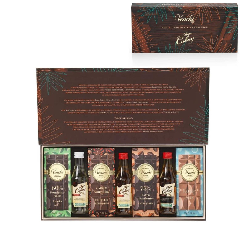 Confezione Regalo Venchi - Rum & Chocolate Experience - 4 Tavolette + 3 Rum