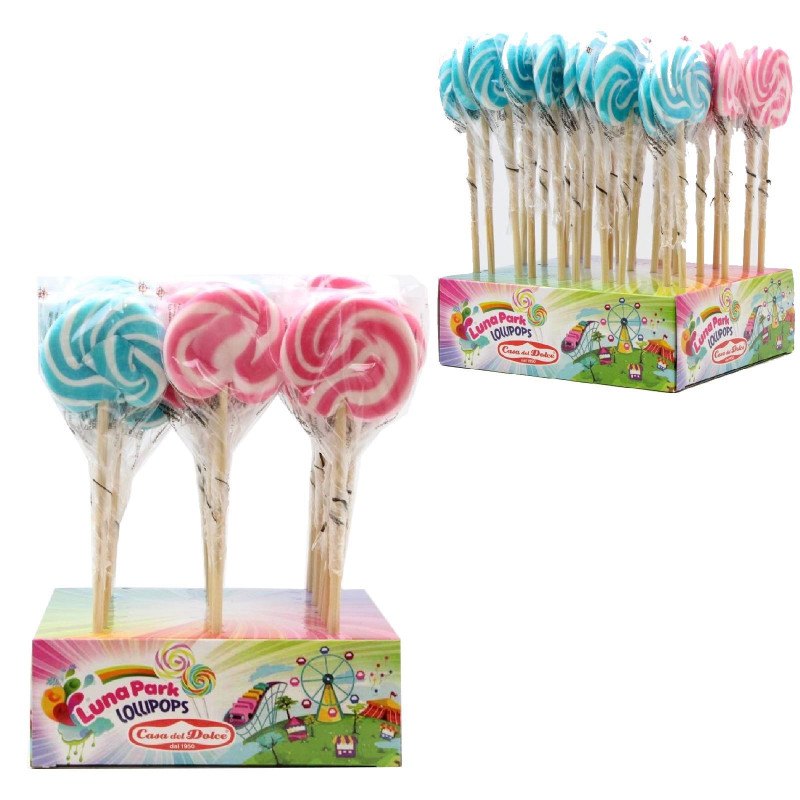 Lecca Lecca - Luna Park Lollipops - Rosa e Azzuro Espositore 30 Pezzi da 25 gr 