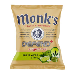 Caramelle Monk's - Defend+ Con Te' Verde e Lime - Bustina 46 gr Senza Zuccheri