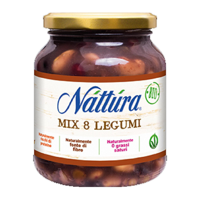 Mix 8 Legumi - Nattura - Bio - Fagioli Vari, Lenticchie Ceci - 350 g