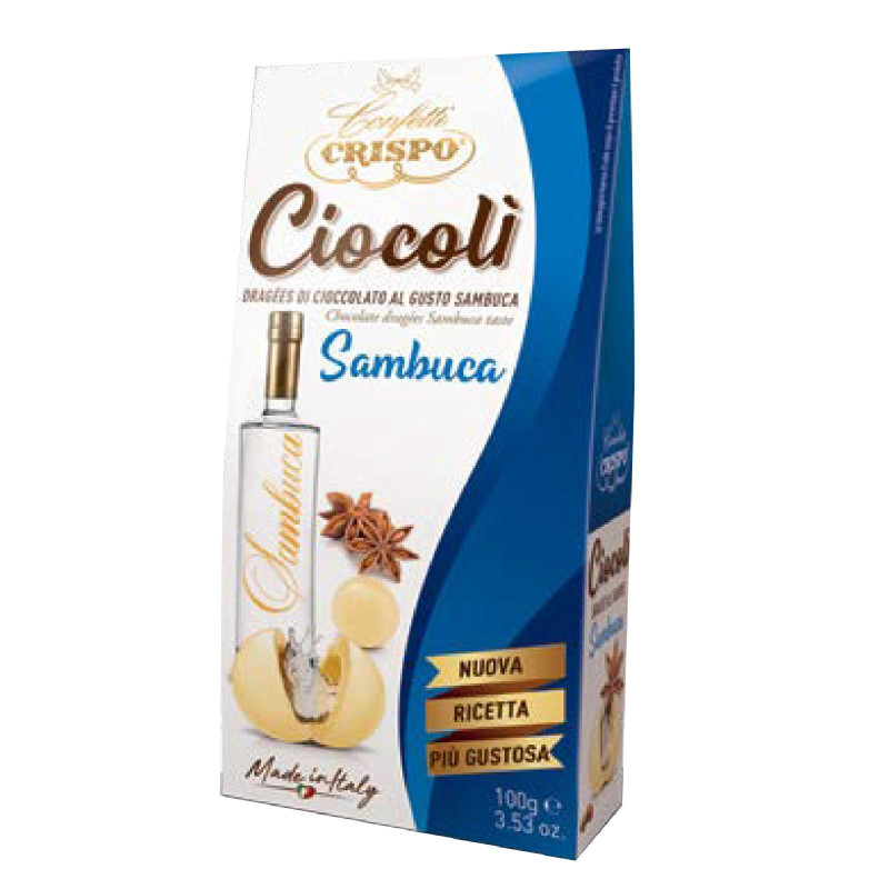 Dragees Crispo - Ciocoli' - Al Gusto di Sambuca Ricoperti di Cioccolato Bianco - 100 g